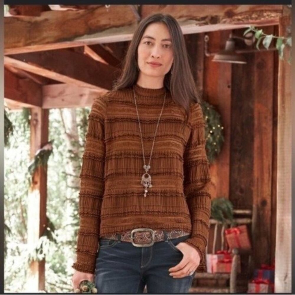 by Timo Rust Orange Top Long Sleeve Lace
